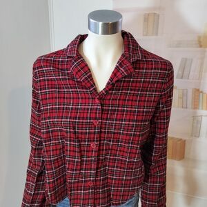 Serra Red and Black Checkered Women's Button Down Shirt
